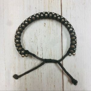 Vintage Stainless Steel Beaded Adjustable Bracelet,Unisex